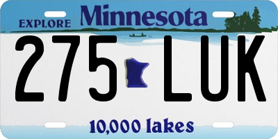 MN license plate 275LUK