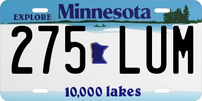 MN license plate 275LUM