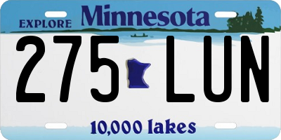 MN license plate 275LUN