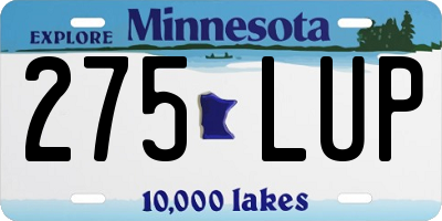 MN license plate 275LUP