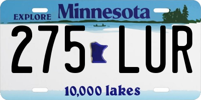 MN license plate 275LUR