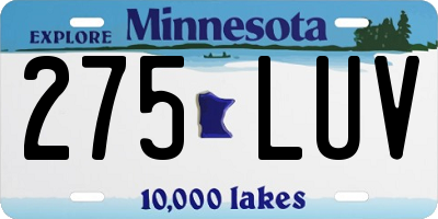 MN license plate 275LUV