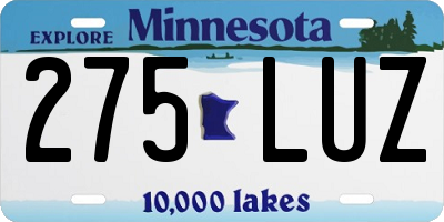 MN license plate 275LUZ