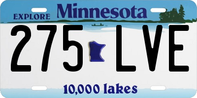 MN license plate 275LVE