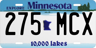 MN license plate 275MCX