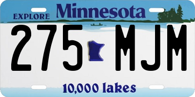 MN license plate 275MJM