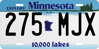 MN license plate 275MJX