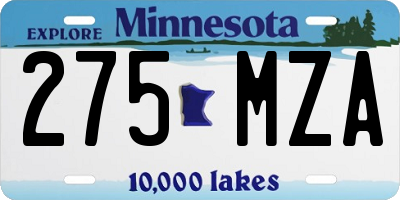 MN license plate 275MZA