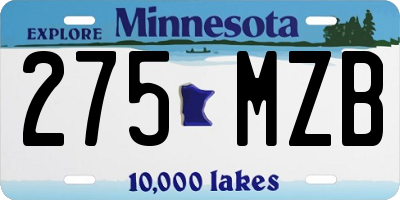 MN license plate 275MZB