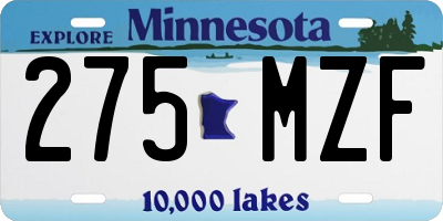 MN license plate 275MZF