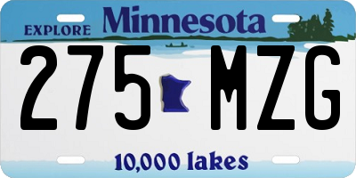 MN license plate 275MZG