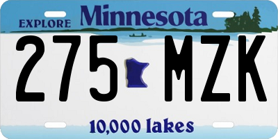 MN license plate 275MZK