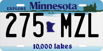 MN license plate 275MZL