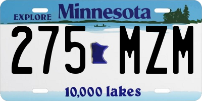 MN license plate 275MZM