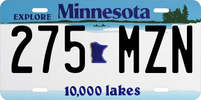 MN license plate 275MZN