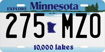 MN license plate 275MZO