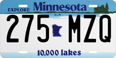 MN license plate 275MZQ