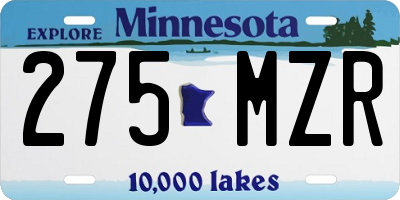 MN license plate 275MZR