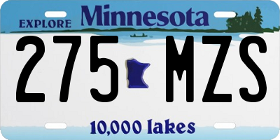 MN license plate 275MZS