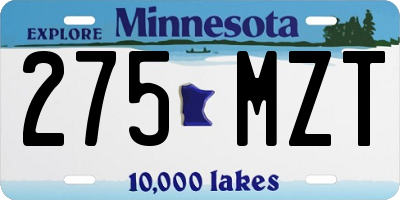 MN license plate 275MZT