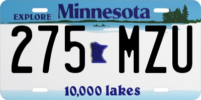 MN license plate 275MZU