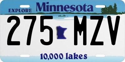 MN license plate 275MZV