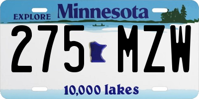 MN license plate 275MZW