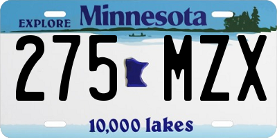 MN license plate 275MZX