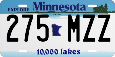 MN license plate 275MZZ