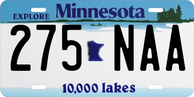 MN license plate 275NAA