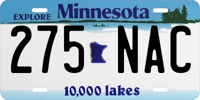 MN license plate 275NAC