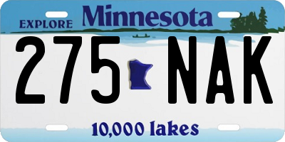 MN license plate 275NAK