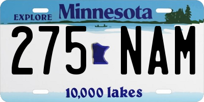 MN license plate 275NAM