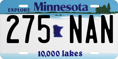 MN license plate 275NAN