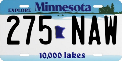 MN license plate 275NAW