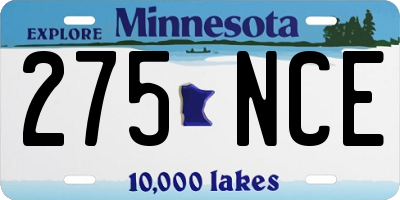 MN license plate 275NCE