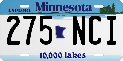 MN license plate 275NCI