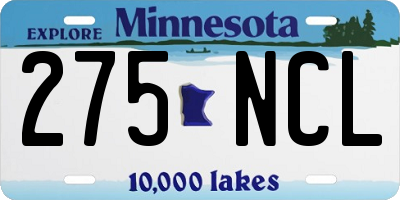 MN license plate 275NCL