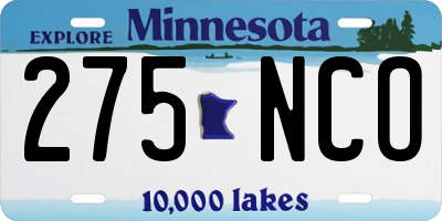 MN license plate 275NCO
