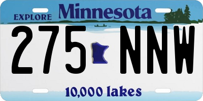 MN license plate 275NNW