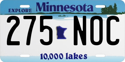 MN license plate 275NOC