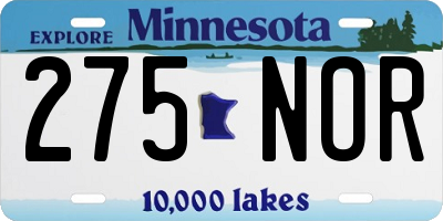 MN license plate 275NOR