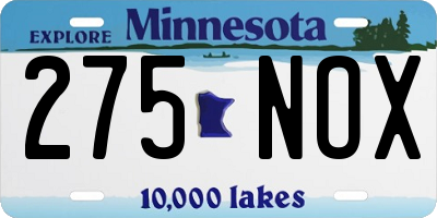 MN license plate 275NOX