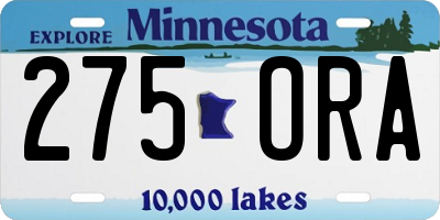 MN license plate 275ORA