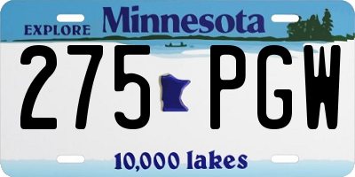 MN license plate 275PGW