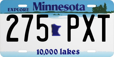 MN license plate 275PXT