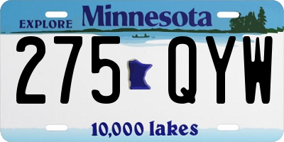 MN license plate 275QYW