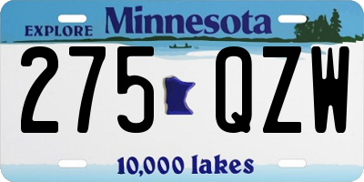 MN license plate 275QZW