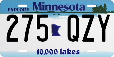 MN license plate 275QZY