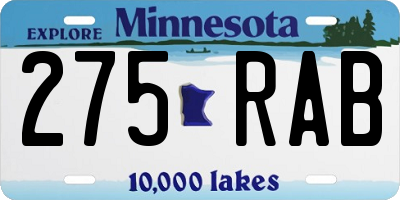 MN license plate 275RAB